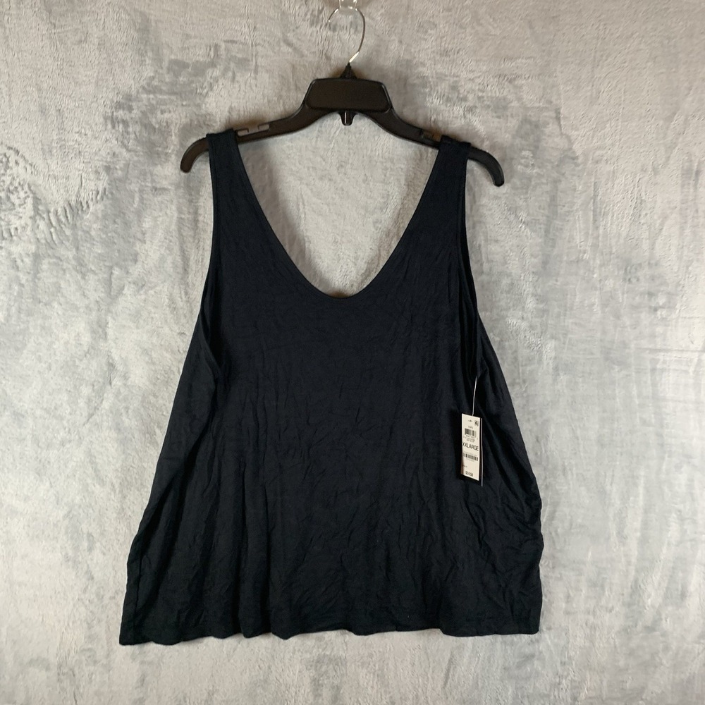 Ideology Women's Tank Top XXL Black V Neck Back Off Duty Athletic Gym NWT